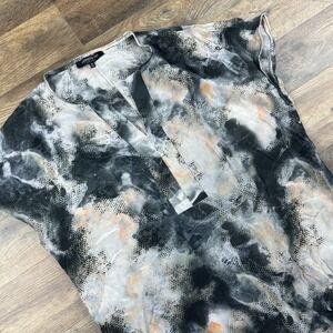 Lafayette 148 Artsy 100% Silk Top Abstract Short Sleeve Oversized Women's Sz M‎